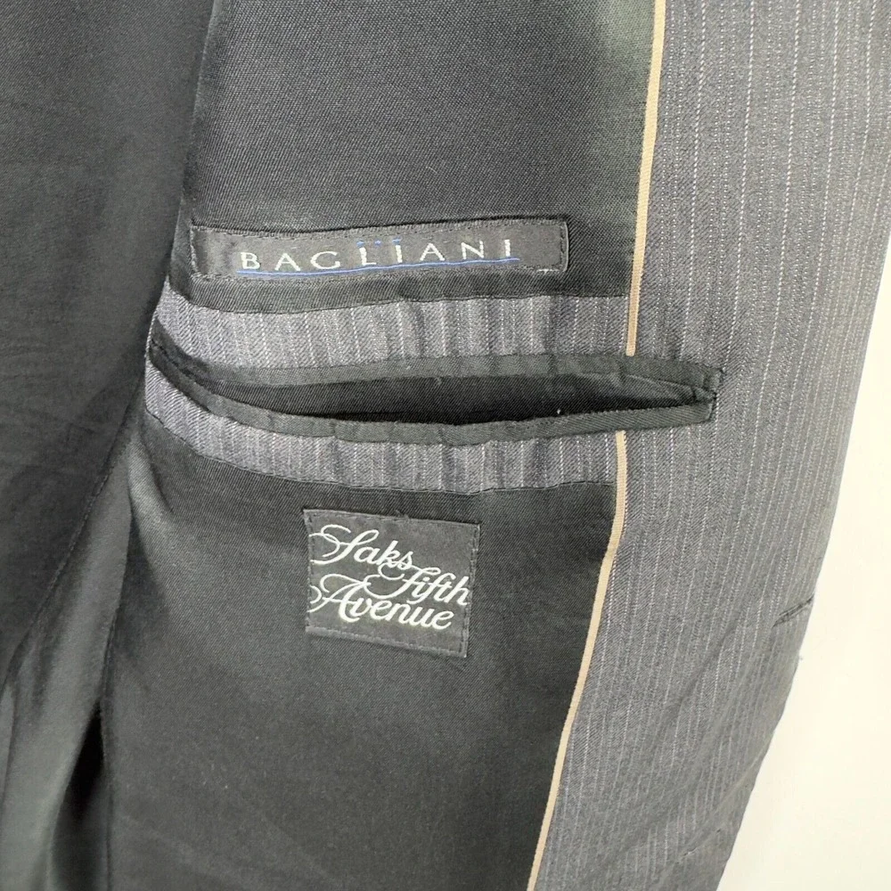 Ermenegildo Zegna Cloth Baglioni Men's Gray Striped Wool‎ 2 Button Suit Jacket